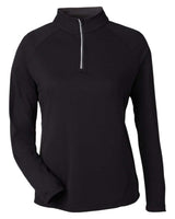 CORE365 Women's Origin Performance Pique Quarter-Zip Pullover. CE418W - Black/ Carbon