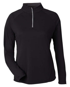 CORE365 Women's Origin Performance Pique Quarter-Zip Pullover. CE418W - Black/ Carbon