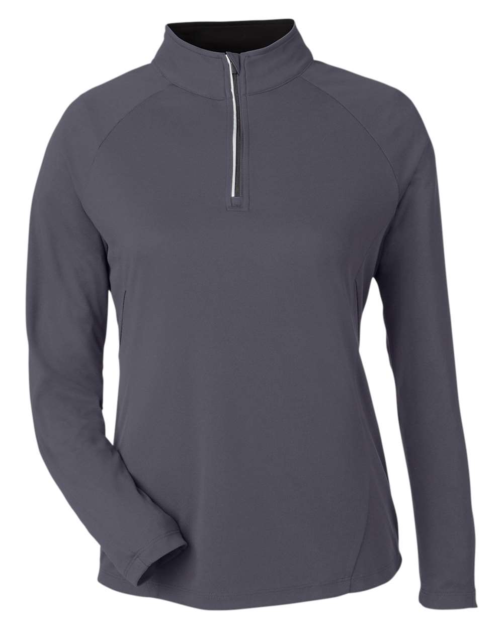 CORE365 Women's Origin Performance Pique Quarter-Zip Pullover. CE418W - Carbon/ Black