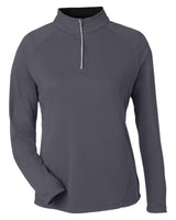 CORE365 Women's Origin Performance Pique Quarter-Zip Pullover. CE418W - Carbon/ Black