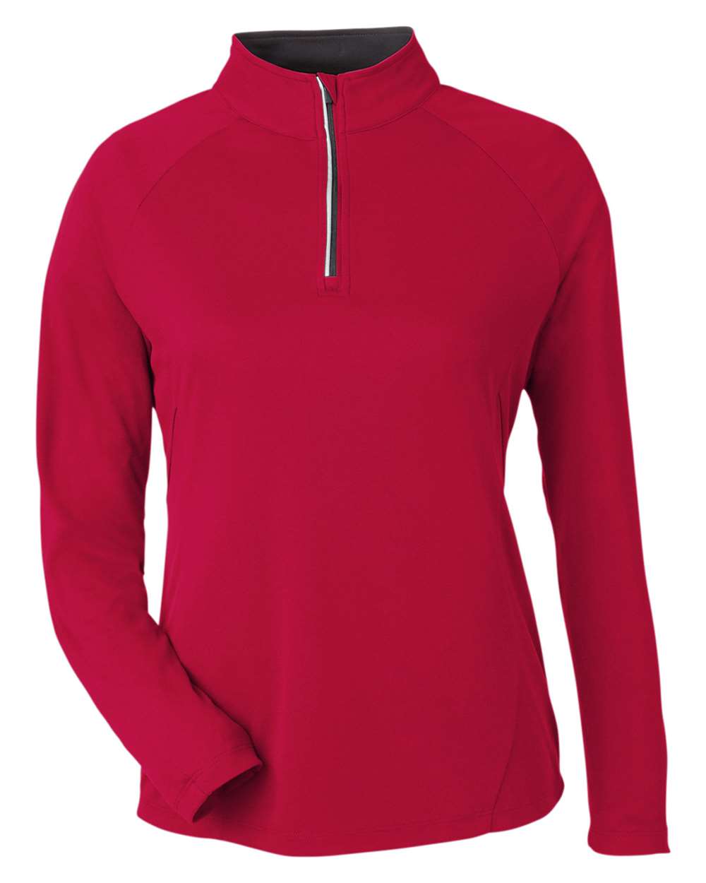 CORE365 Women's Origin Performance Pique Quarter-Zip Pullover. CE418W - Classic Red/ Carbon
