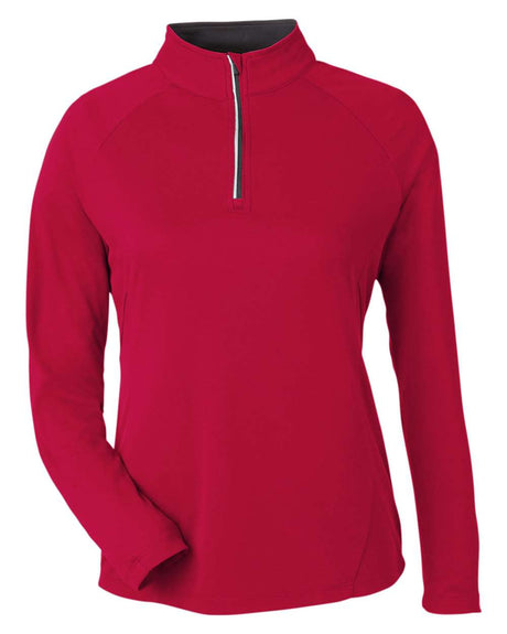 CORE365 Women's Origin Performance Pique Quarter-Zip Pullover. CE418W - Classic Red/ Carbon