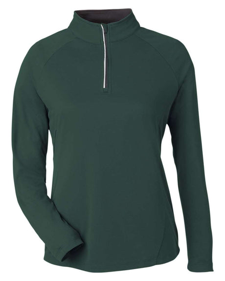 CORE365 Women's Origin Performance Pique Quarter-Zip Pullover. CE418W - Forest/ Carbon