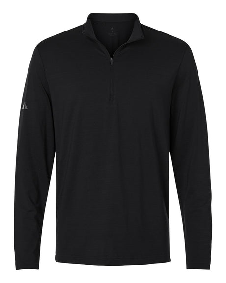 Adidas Men's Textured Stripe Quarter-Zip Pullover. A708 - Black