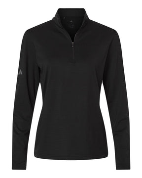Adidas Women's Textured Stripe Quarter-Zip Pullover. A709 - Black