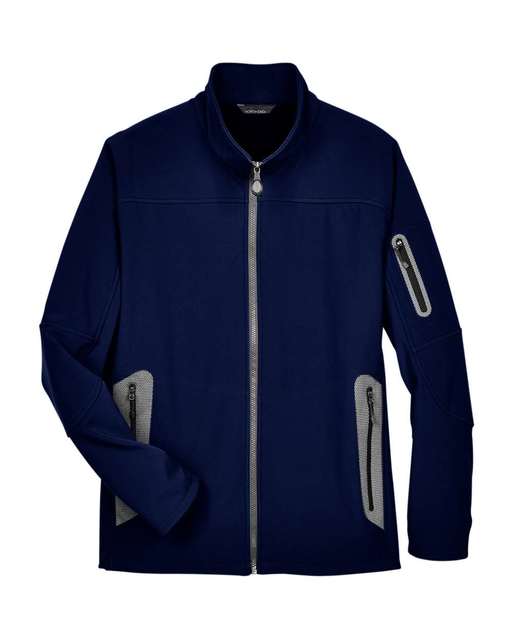 North End Men's Three Layer Fleece Bonded Shell Technical Jacket. 88138 - Classic Navy