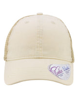 Infinity Her Women's Washed Mesh-Back Cap. TESS - Vanilla/ Longhorn/ Khaki