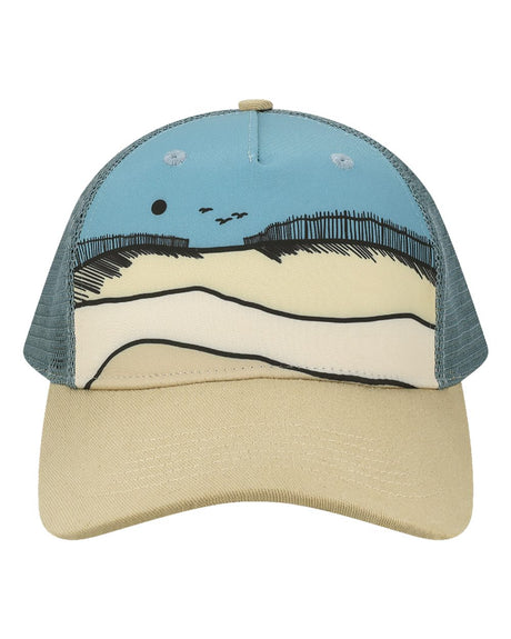 LOCALE Printed Five-Panel Trucker Cap. 5PTKR - Sandy Shores/ Beige