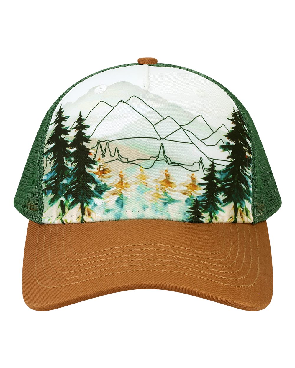 LOCALE Printed Five-Panel Trucker Cap. 5PTKR - Explorer/ Brown