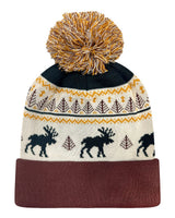 LOCALE Grand Recycled Beanie. GRNDSR - Fairisle Moose/ Brown