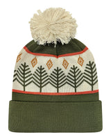 LOCALE Grand Recycled Beanie. GRNDSR - Rustic Trees/ Olive Green