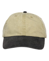 Adams Headwear Optimum Pigment-Dyed Dad Hat. LP101 - Khaki/ Black