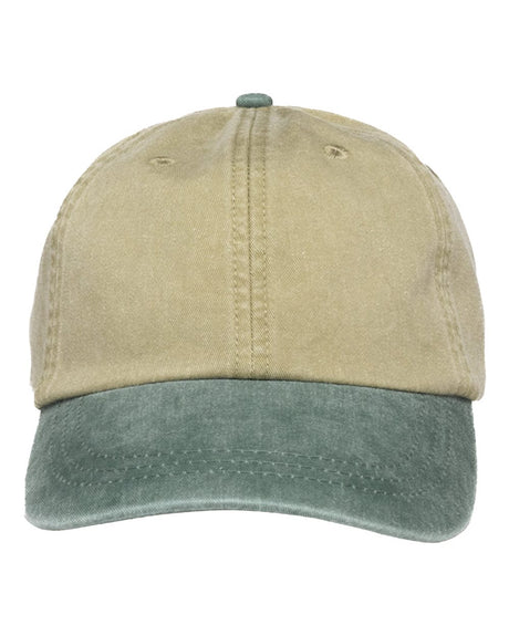 Adams Headwear Optimum Pigment-Dyed Dad Hat. LP101 - Khaki/ Forest