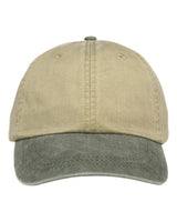Adams Headwear Optimum Pigment-Dyed Dad Hat. LP101 - Khaki/ Spruce Green