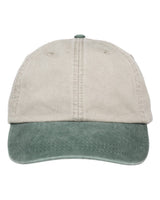 Adams Headwear Optimum Pigment-Dyed Dad Hat. LP101 - Stone/ Forest