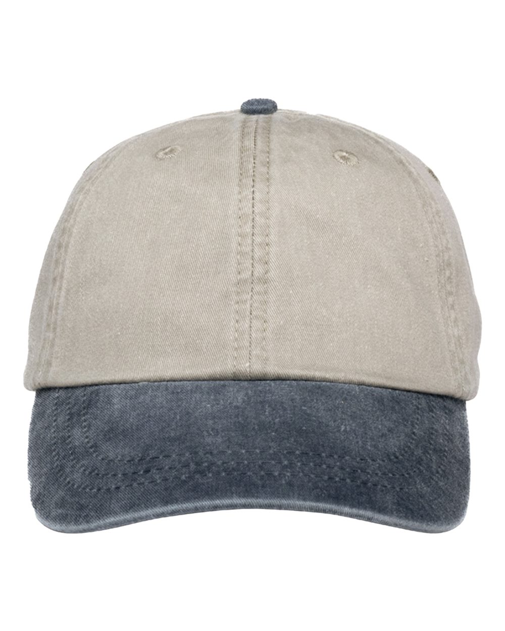 Adams Headwear Optimum Pigment-Dyed Dad Hat. LP101 - Stone/ Navy