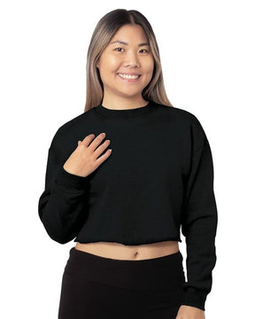 Bayside Women's USA Made Cropped Crewneck Sweatshirt. 7725