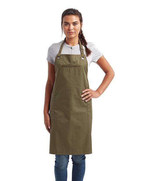 Artisan Collection by Reprime Barley Contrast Stitch Recycled Bib Apron. RP121
