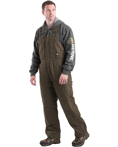 Berne Apparel Men's Heartland Insulated Washed Duck Bib Overall. B377