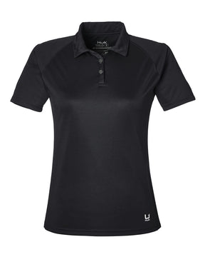 HUK Women’s LoPro Solid Performance Polo. H612L03 - Black