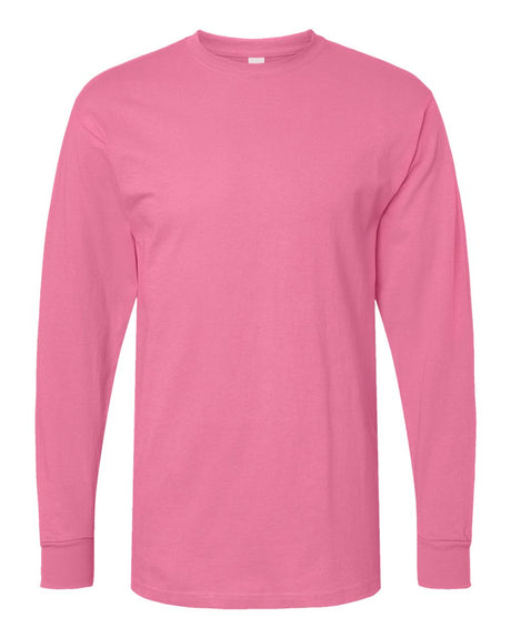 M&O Unisex Gold Soft Touch Long Sleeve T-Shirt. 4820 - Azalea