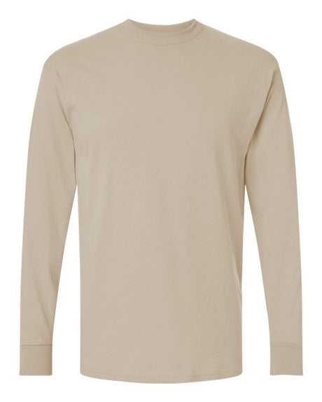 M&O Unisex Gold Soft Touch Long Sleeve T-Shirt. 4820 - Sand