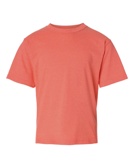 M&O Youth Gold Soft Touch T-Shirt. 4850 - Heather Coral