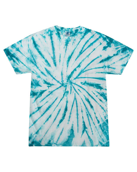 Colortone Unisex Multi-Color Tie-Dyed T-Shirt. CD1000 - White/ Turquoise