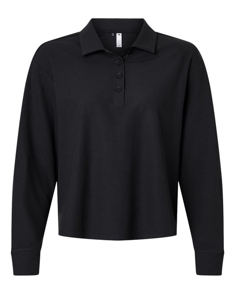 Adidas Women's Beyond Long Sleeve Loose Polo. A1008 - Black