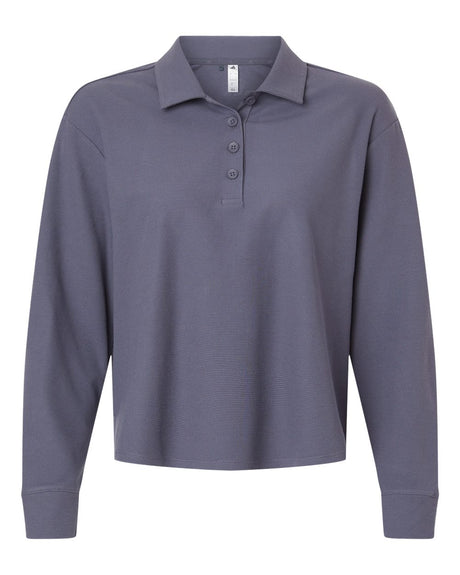 Adidas Women's Beyond Long Sleeve Loose Polo. A1008 - Preloved Violet