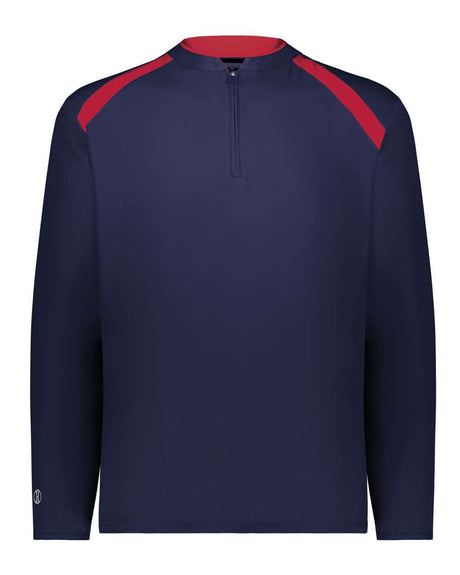 Holloway Men's Clubhouse Quarter-Zip Pullover. 229595 - Navy/ Scarlet