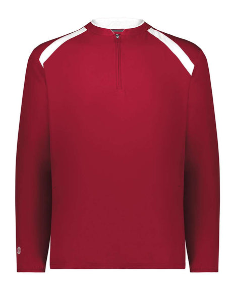 Holloway Men's Clubhouse Quarter-Zip Pullover. 229595 - Scarlet/ White