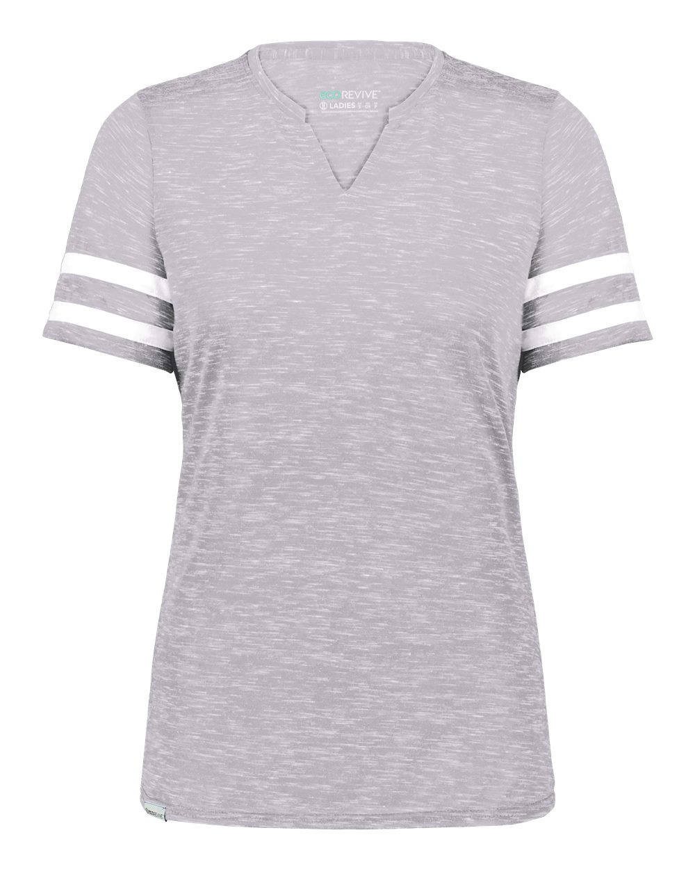 Holloway Women's Eco Revive™ Monterey V-Neck T-Shirt. 223245 - Athletic Heather/ White