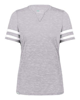 Holloway Women's Eco Revive™ Monterey V-Neck T-Shirt. 223245 - Athletic Heather/ White