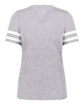 Holloway Women's Eco Revive™ Monterey V-Neck T-Shirt. 223245 - Athletic Heather/ White