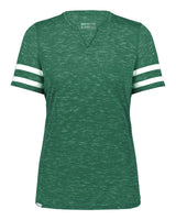 Holloway Women's Eco Revive™ Monterey V-Neck T-Shirt. 223245 - Dark Green Heather/ White