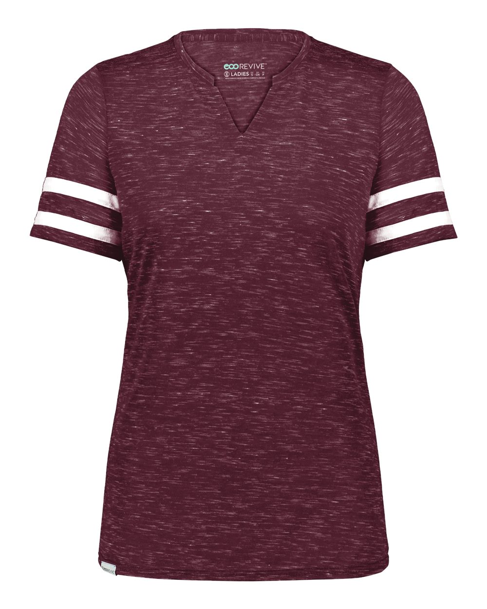 Holloway Women's Eco Revive™ Monterey V-Neck T-Shirt. 223245 - Maroon Heather/ White