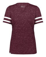 Holloway Women's Eco Revive™ Monterey V-Neck T-Shirt. 223245 - Maroon Heather/ White