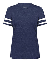Holloway Women's Eco Revive™ Monterey V-Neck T-Shirt. 223245 - Navy Heather/ White