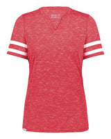 Holloway Women's Eco Revive™ Monterey V-Neck T-Shirt. 223245 - Scarlet Heather/ White