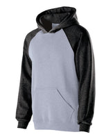 Holloway Youth Cotton/Poly Fleece Banner Hooded Sweatshirt. 229279 - Athletic Heather/ Black