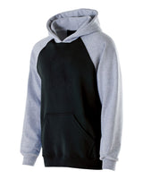 Holloway Youth Cotton/Poly Fleece Banner Hooded Sweatshirt. 229279 - Black/ Athletic Heather