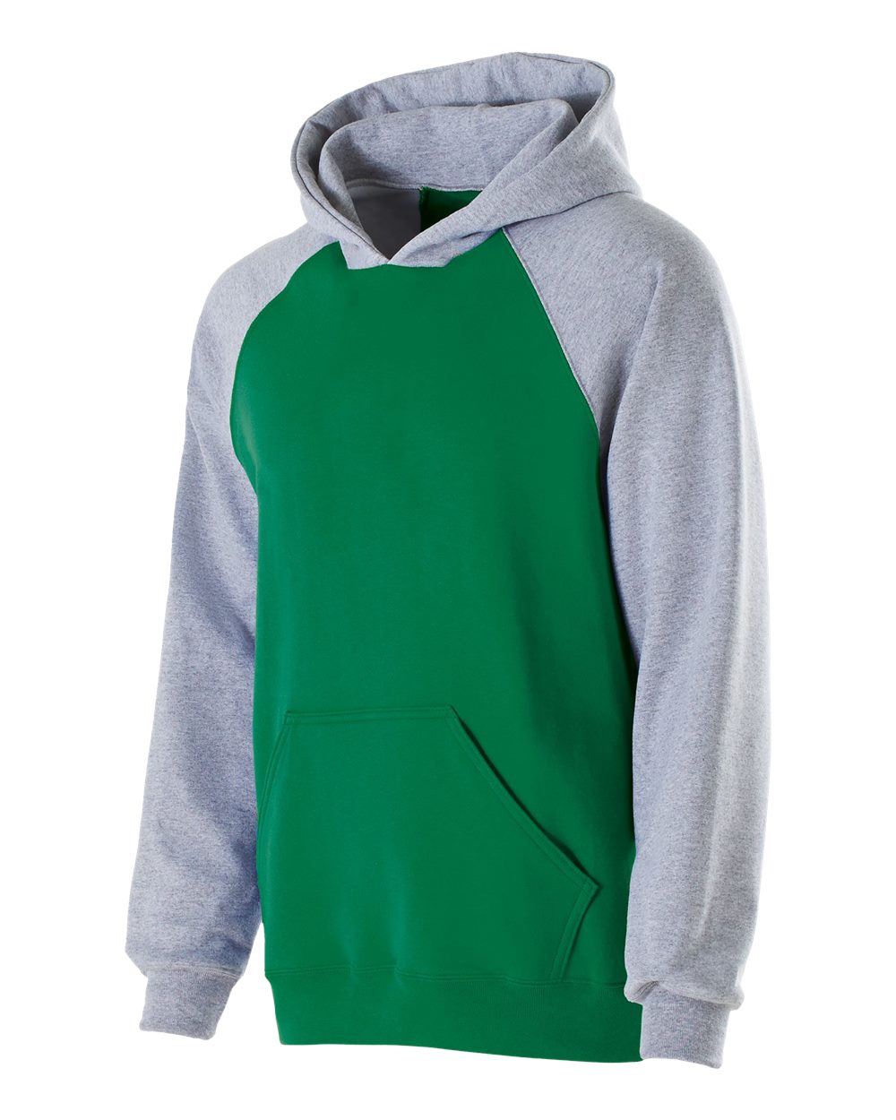 Holloway Youth Cotton/Poly Fleece Banner Hooded Sweatshirt. 229279 - Kelly/ Athletic Heather
