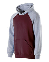Holloway Youth Cotton/Poly Fleece Banner Hooded Sweatshirt. 229279 - Maroon/ Athletic Heather