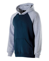 Holloway Youth Cotton/Poly Fleece Banner Hooded Sweatshirt. 229279 - Navy/ Athletic Heather