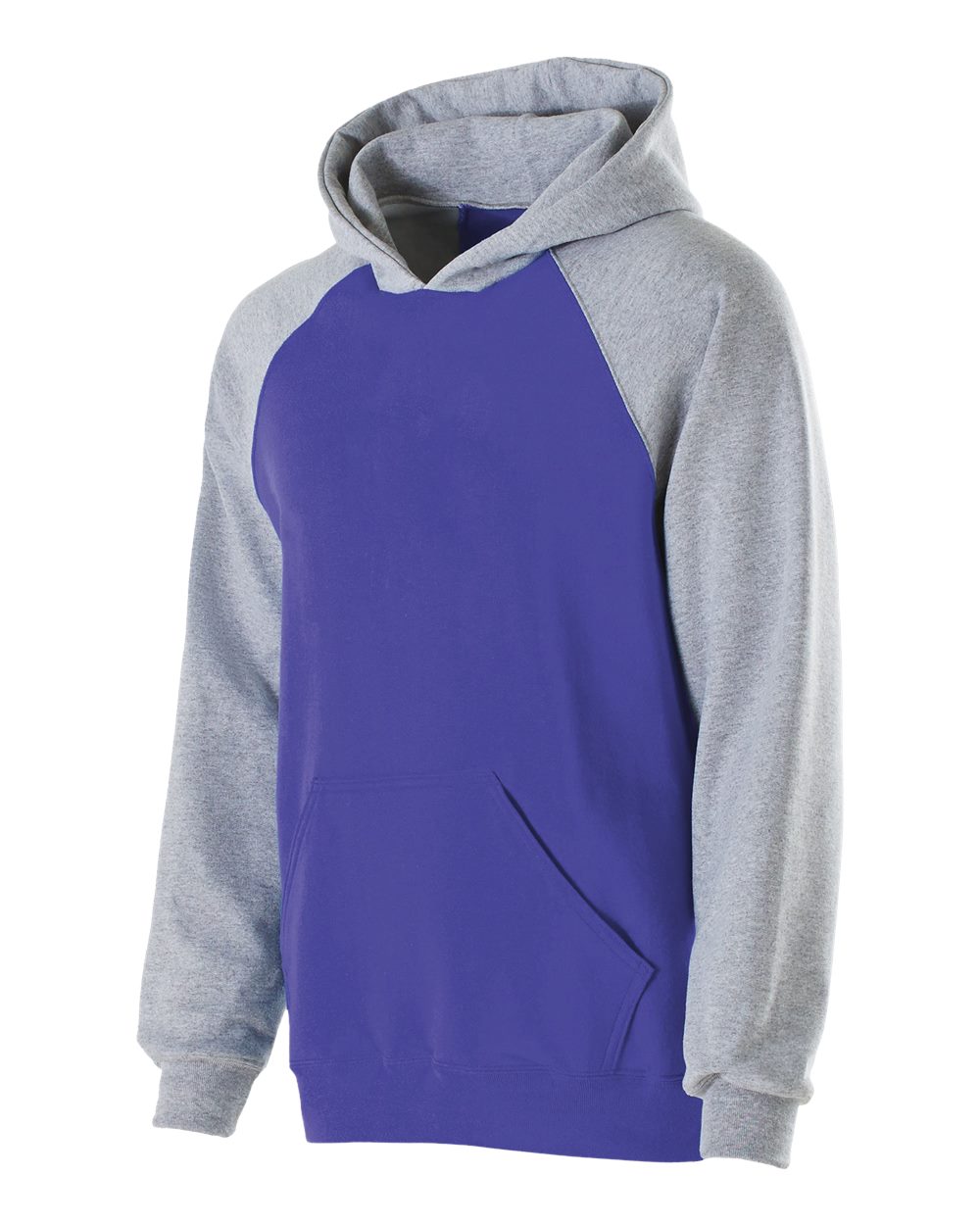 Holloway Youth Cotton/Poly Fleece Banner Hooded Sweatshirt. 229279 - Purple/ Athletic Heather