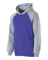 Holloway Youth Cotton/Poly Fleece Banner Hooded Sweatshirt. 229279 - Purple/ Athletic Heather