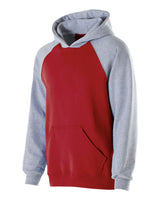 Holloway Youth Cotton/Poly Fleece Banner Hooded Sweatshirt. 229279 - Red/ Athletic Heather