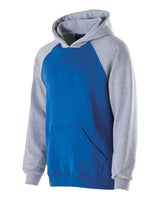 Holloway Youth Cotton/Poly Fleece Banner Hooded Sweatshirt. 229279 - Royal/ Athletic Heather