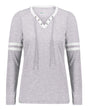 Holloway Women's Eco Revive™ Monterey Long Sleeve V-Neck T-Shirt. 223246 - Athletic Heather/ White